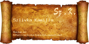 Szlivka Kamilla névjegykártya